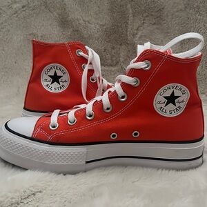 bright orange hightop platform converse